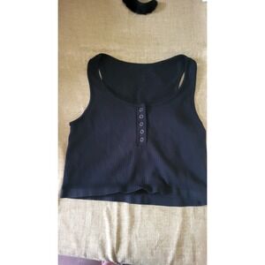 Seriously Soft Women's Crop Tank Top Size Medium In Black
